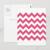 Zigzag I - Weiß und dunkel rosa Postkarte (Vorne/Hinten)