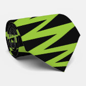 Zigzag - Martian Green auf Black Krawatte (Gerollt)
