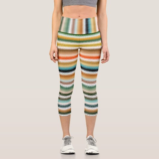 Zigzag Multicolor Muster  Capri Leggings (Vorderseite)