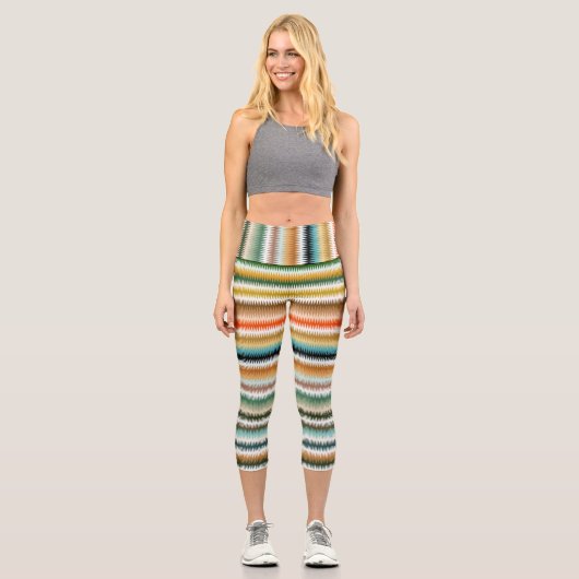 Zigzag Multicolor Muster  Capri Leggings (Vorderseite)