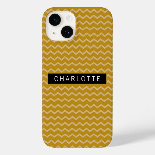Zigzag Mustard Gold Muster Personalisiert Case-Mate iPhone Hülle (Rückseite)