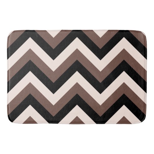 Zigzag Muster Creme Black Brown Badematte (Vorderseite)