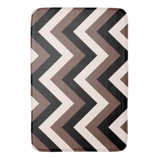 Zigzag Muster Creme Black Brown Badematte (Vorderseite Vertikal)