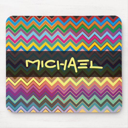 ZIGZAG Muster - Farbe + Text Mousepad (Vorne)