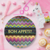 ZIGZAG Muster - Farbe + Text Pappteller (Party)
