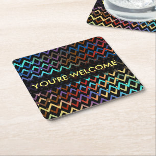 ZIGZAG Muster - Farbe + Text Rechteckiger Pappuntersetzer