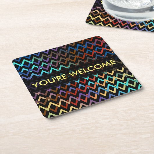 ZIGZAG Muster - Farbe + Text Rechteckiger Pappuntersetzer (angewinkelt)