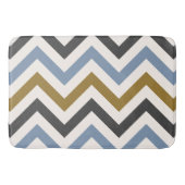 Zigzag Muster Gold Gray & Blue auf Creme Badematte (Vorderseite)