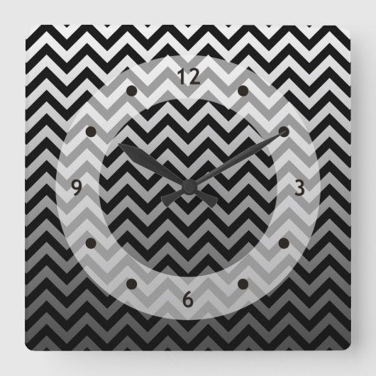 ZIGZAG-Muster - graue Gradienten + Ihr Backgr. Quadratische Wanduhr (Vorderseite)