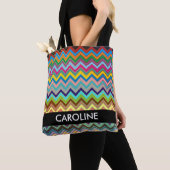 ZIGZAG-Muster - mehrfarbig + Ihr Backgr. Tasche (Von Nahem)