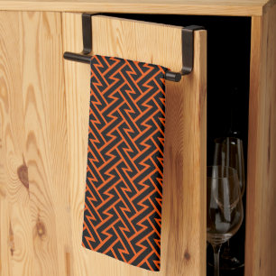 Zigzag Muster Modern Geometric Orange & Black Geschirrtuch