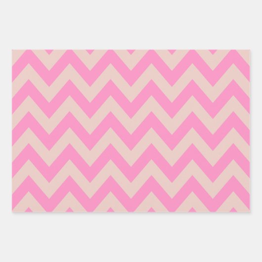 Zigzag Muster Pfirsich und rosa Zickzack Geschenkpapier Set (Vorderseite 3)