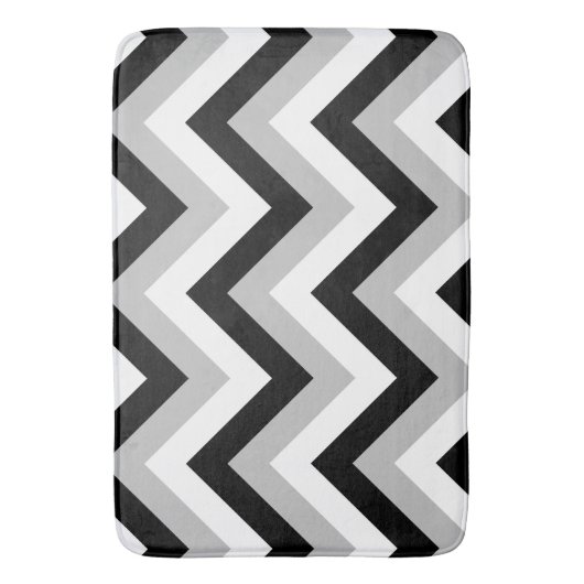 Zigzag Muster Schwarz Grau Weiß Badematte (Vorderseite Vertikal)