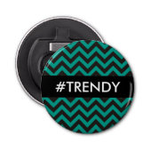 ZIGZAG Muster - schwarz + Hintergrund und Text Flaschenöffner (Vorderseite)