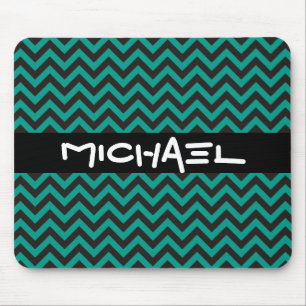 ZIGZAG Muster - schwarz + Hintergrund und Text Mousepad
