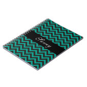 ZIGZAG Muster - schwarz + Hintergrund und Text Notizblock (Linke Seite)