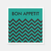 ZIGZAG Muster - schwarz + Hintergrund und Text Serviette (Vorderseite)