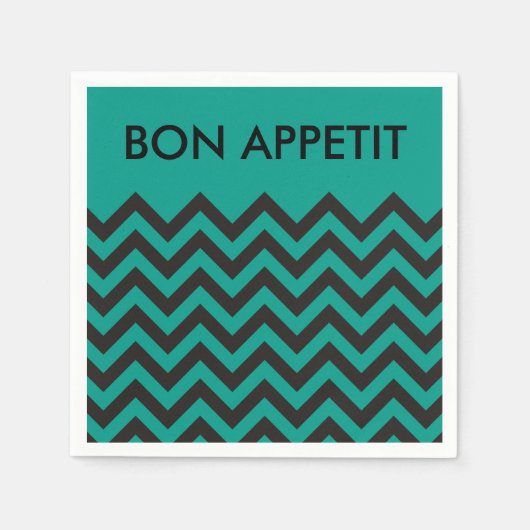 ZIGZAG Muster - schwarz + Hintergrund und Text Serviette (Vorderseite)