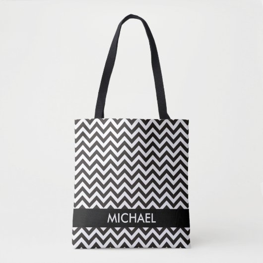 ZIGZAG-Muster - schwarz + Ihr Hintergrund und Ihre Tasche (Vorderseite)