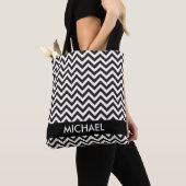 ZIGZAG-Muster - schwarz + Ihr Hintergrund und Ihre Tasche (Von Nahem)