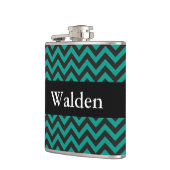 ZIGZAG Muster - schwarz + Ihr Hintergrund und Name Flachmann (Links)