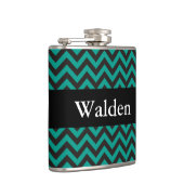 ZIGZAG Muster - schwarz + Ihr Hintergrund und Name Flachmann (Rechts)