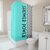 Zigzag Muster - Schwarz-weiß grau + Ihr Backgr. Duschvorhang (Beispiel)