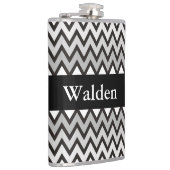 ZIGZAG-Muster - Schwarz-weiß grau + Ihre Idee Flachmann (Rechts)