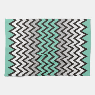 ZIGZAG-Muster - Schwarz-weiß grau + Ihre Idee Geschirrtuch