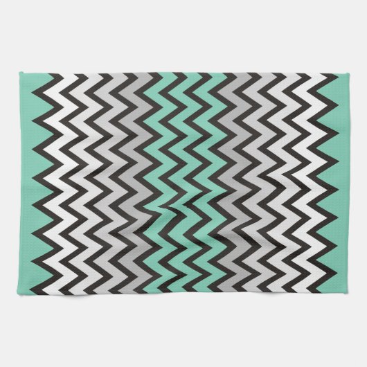 ZIGZAG-Muster - Schwarz-weiß grau + Ihre Idee Geschirrtuch (Horizontal)