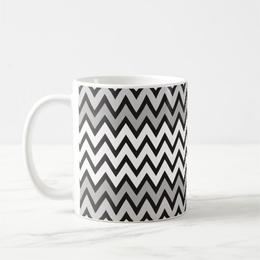 ZIGZAG-Muster - Schwarz-weiß grau + Ihre Idee Kaffeetasse (Links)