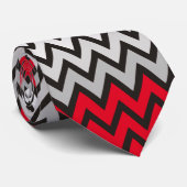 ZIGZAG-Muster - Schwarz-weiß grau + Ihre Idee Krawatte (Gerollt)