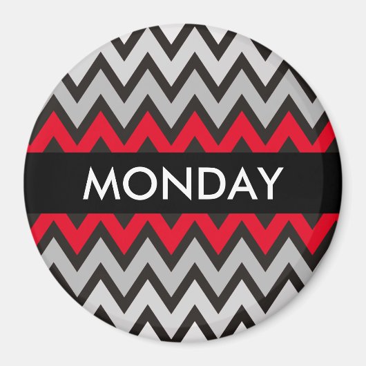 ZIGZAG-Muster - Schwarz-weiß grau + Ihre Idee Magnet (Vorne)