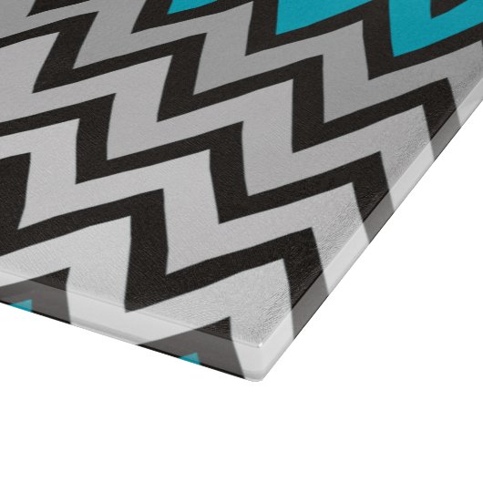ZIGZAG-Muster - Schwarz-weiß grau + Ihre Idee Schneidebrett (Ecke)