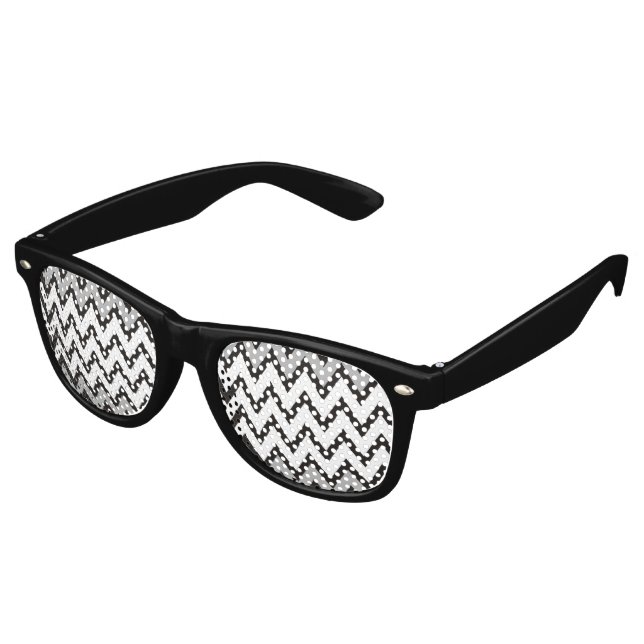 ZIGZAG-Muster - Schwarz-weiß grau + Ihre Idee Sonnenbrille (Schrägansicht)