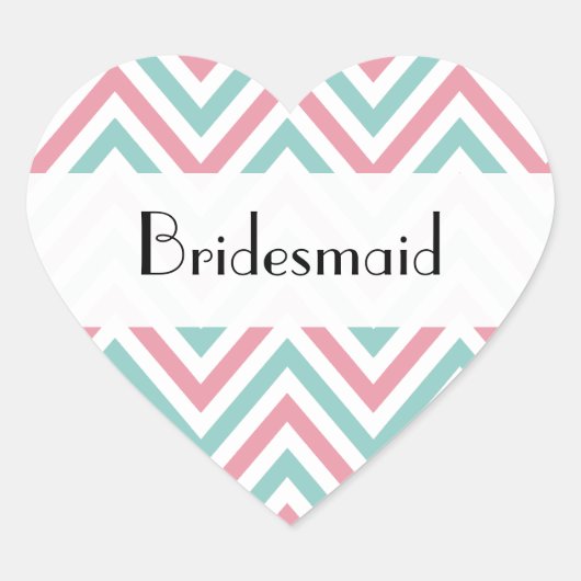 Zigzag Muster, Zickzack, blau, rosa, Hochzeit Herz-Aufkleber (Vorderseite)
