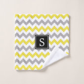 Zigzag Muster, Zickzack, gelb, grau, monogramm Badhandtuch Set (Waschlappen)