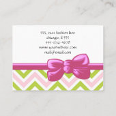 Zigzag Muster, Zickzack Muster, grün, rosa Visitenkarte (Rückseite)