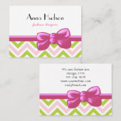 Zigzag Muster, Zickzack Muster, grün, rosa Visitenkarte (Vorne/Hinten)