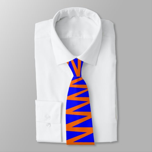 Zigzag - Orange auf Blue 0000FF Krawatte (Gebunden)