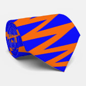 Zigzag - Orange auf Blue 0000FF Krawatte (Gerollt)