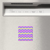 Zigzag Patroon (geel, paars en roze) Magnet (In Situ (Geschirrspüler))