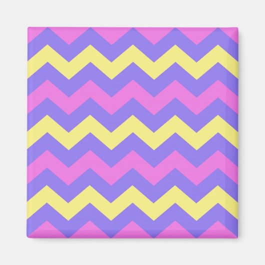 Zigzag Patroon (geel, paars en roze) Magnet (Vorne)