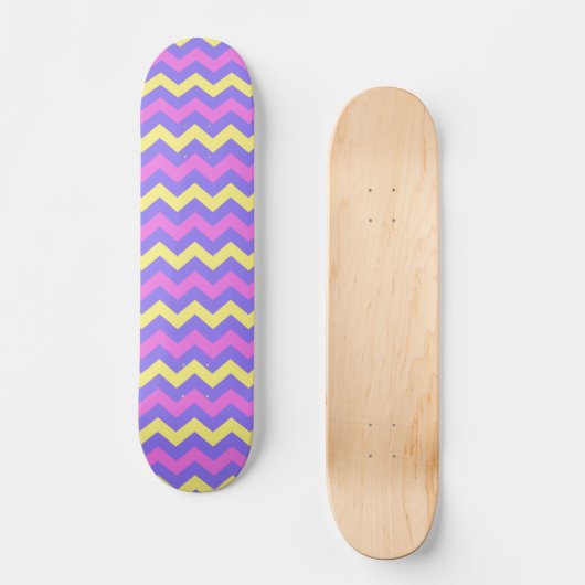Zigzag patroon (geel, paars en roze) skateboard (Vorderseite)
