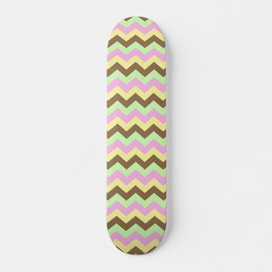 Zigzag-Patroon (Gewölbe, Grüne, Gel en Bruin) Skateboard (Vorne)