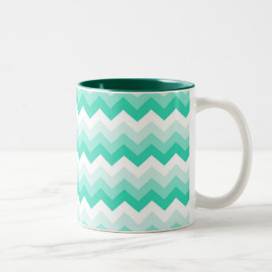 Zigzag patroon (Türkis, Groen) Zweifarbige Tasse