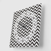 ZIGZAG pattern - black + your background & ideas Quadratische Wanduhr (Winkel)