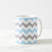 Zigzag Pattern, Chevron Pattern, Blue, Gray Kaffeetasse (VorderseiteRechts)