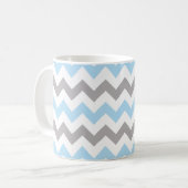 Zigzag Pattern, Chevron Pattern, Blue, Gray Kaffeetasse (Vorderseite Links)