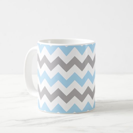 Zigzag Pattern, Chevron Pattern, Blue, Gray Kaffeetasse (Vorderseite Links)